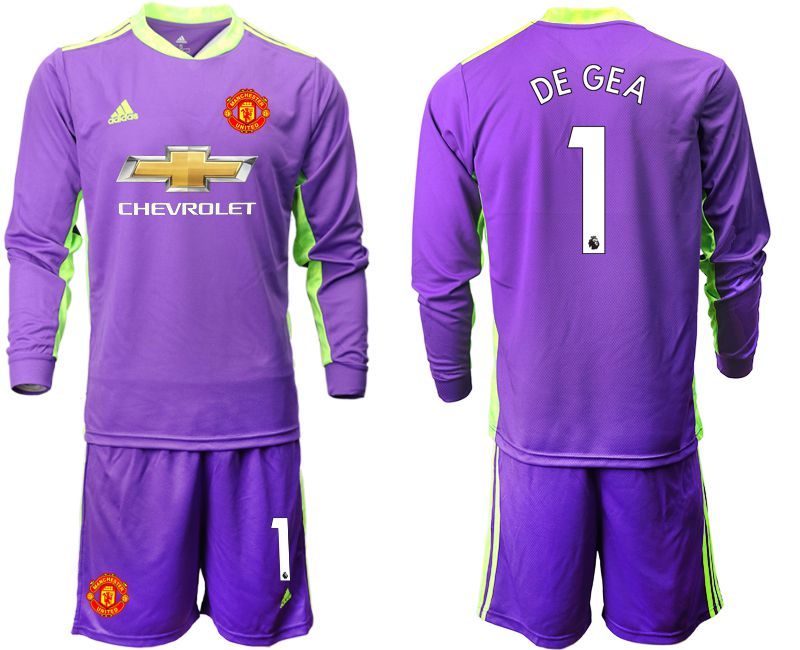 Men 2020-2021 club Manchester United purple long sleeved Goalkeeper #1 Soccer Jerseys->manchester united jersey->Soccer Club Jersey